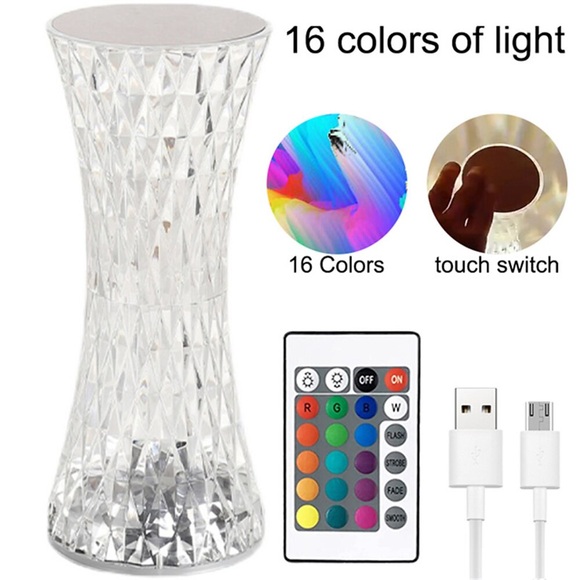 kristall lampe 16 farbwechsel rgb nachtlicht touch lampe usb romantische led rose diamant tischlampen für schlafzimmer wohnzimmer party abendessen dekor kreative lichter Lightinthebox