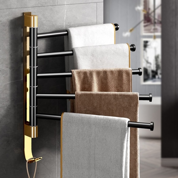drehbarer handtuchhalter licht luxus schwarz gold nicht perforiert toilette badezimmer aluminium aktivität klappbarer mehrpoliger handtuchhalter Lightinthebox