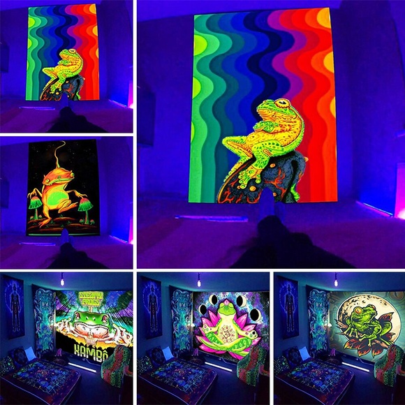 Frosch, Schwarzlicht, UV-reaktiv, Wandteppich, Kunstdekor, Decke, Vorhang, zum Aufhängen, Zuhause, Schlafzimmer, Dekoration, Polyester Lightinthebox