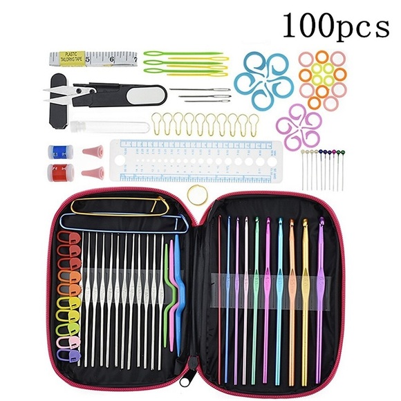 100 Stück Aluminium-Häkelnadeln, Strickweberei, Strickpullover, Nähnadeln-Set Lightinthebox