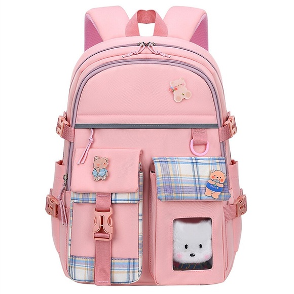 Schulrucksack Bookbag Gitter für Schüler Mädchen Wasserdicht Hohe Kapazität Mit Wasserflaschentasche Nylon Schulranzen Rucksack Schulranzen 22 Zoll Lightinthebox