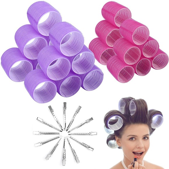 Lockenwickler cludoo 36-tlg. Jumbo große Lockenwickler-Sets mit Edelstahl-Entenschnabel-Clip 2 Größe selbstgriffige Lockenwickler-Rollen für langes mittel kurzes dickes feines dünnes Haar Pony Volumen Lightinthebox