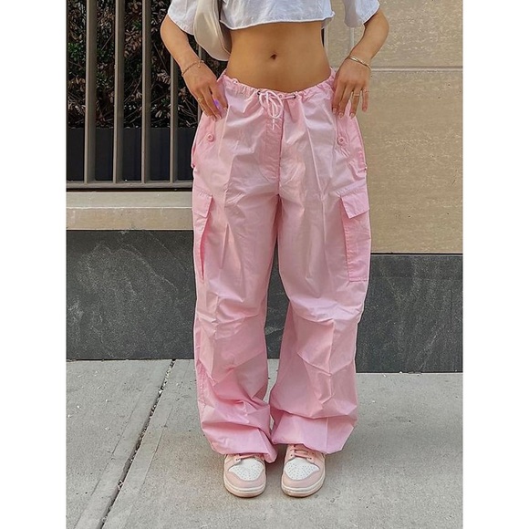 Damen Cargohose Cargohosen Hosen Hose Fallschirmhose Rosa Khaki Grau Niedrige Taillenlinie Modisch Normal Tasche Rasche Trocknung Feste Farbe S M L / Lockere Passform Lightinthebox