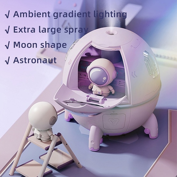 USB-Mini-Luftbefeuchter Astronaut Space Capsule Zerstäubungsluftbefeuchter (220 ml Wassertank) mit 7 Farben LED-Leuchten Blitzluftverdampfer Spray großes Nebelvolumen Kinder Lightinthebox