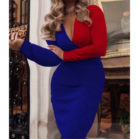Damen Übergröße Arbeitskleidung Farbblock V Ausschnitt Langarm Herbst Frühling Stilvoll Büro Elegant Knielanges Kleid Täglich Verabredung Kleid Lightinthebox