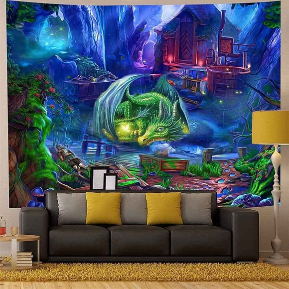 Wandteppich, Kunstdekor, Decke, Vorhang, zum Aufhängen, Zuhause, Schlafzimmer, Wohnzimmer, Dekoration, Polyester, Dinosaurierwelt Lightinthebox