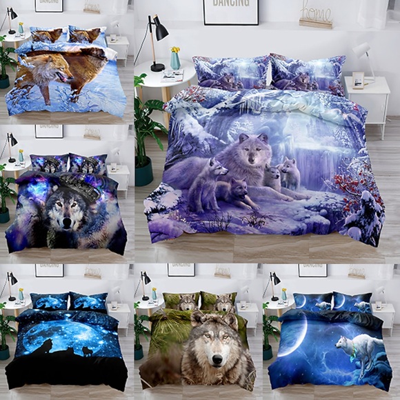 Wolf-Bettbezug-Set, Hotel-Bettwäsche-Sets, Bettbezug, Doppelbett, Queen-Size, King-Size (einschließlich 1 Bettbezug, 1 oder 2 Kissenbezüge), 3D-Digitaldruck Lightinthebox