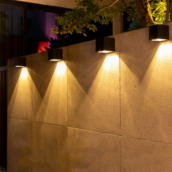 2 stücke solar led wandleuchte warmweiß/rgb 2 modi beleuchtung im freien garten quadrat licht intelligente lichtsteuerung sensor ip65 wasserdicht hof balkon zaun dekoration lampen Lightinthebox