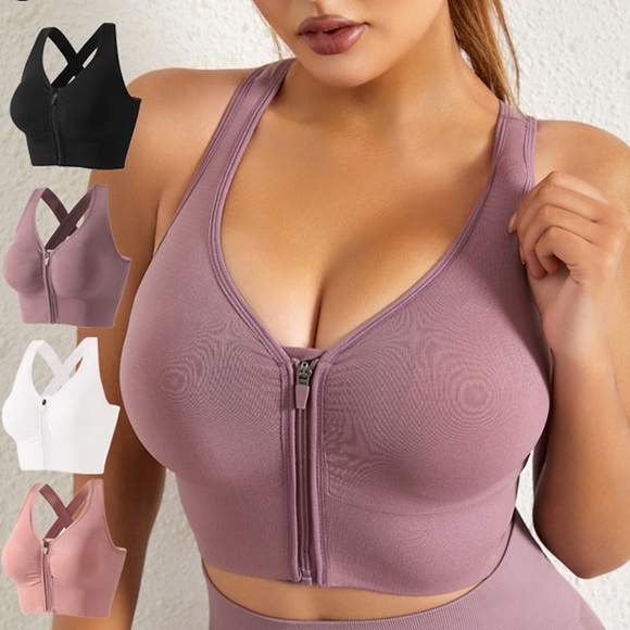 Damen Sport Bustier bh Mittlere Unterstützung Rückenfrei Zip Feste Farbe Weiß Schwarz Yoga Fitness Fitnesstraining BH-Oberteil Sport Sportkleidung Atmungsaktiv Rasche Trocknung Komfortabel elastisch Lightinthebox