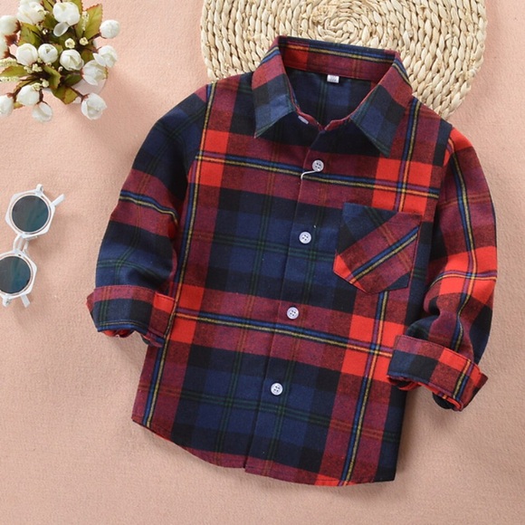 kinderkleidung Jungen Hemd Plaid Outdoor Langarm Aktiv Baumwolle 2-12 Jahre Winter Rote Lightinthebox