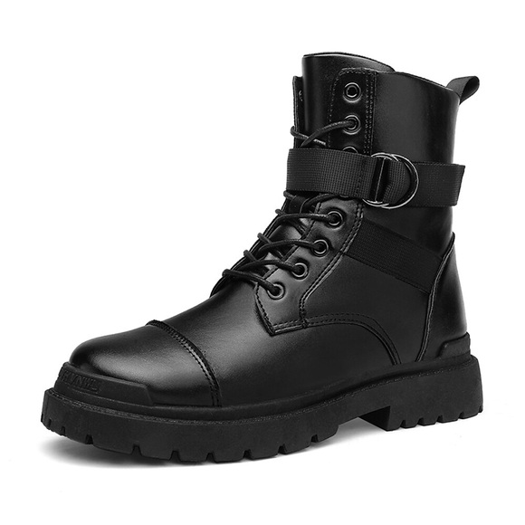 Herren Stiefel Springerstiefel Geschäftlich Casual Klassisch Täglich Kunstleder Mittelhohe Stiefel Schwarz Winter Herbst Lightinthebox