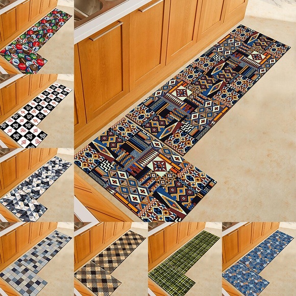 Küchenteppich Läufer 2er Set für Küche, Bad, Wohnzimmer, weiches, saugfähiges Mikrofasermaterial, rutschfester, maschinenwaschbarer Bodenläufer Lightinthebox