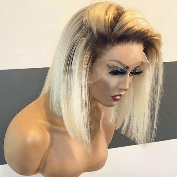 Unverarbeitetes reines Haar 13x4 Spitzenfront Perücke Bob Bubikopf Kurzer Bob Freier Teil Brasilianisches Haar Glatt Blond Perücke 130% 150% Haardichte mit Babyhaar Leimlos Vorgerupft Für Damen Lightinthebox