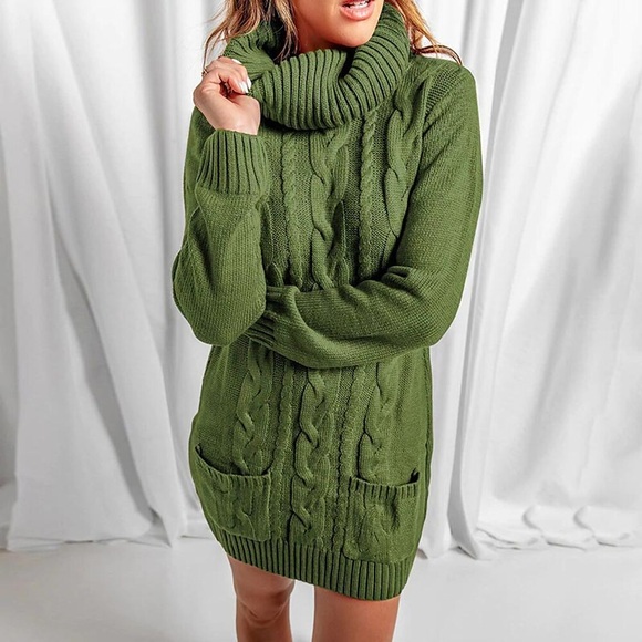 damen pullover kleid winterkleid etuikleid schwarz armeegrün khaki rot hellblau grau langarm pure color tasche strick winter herbst rollkragen lässig 2022 s m l xl xxl 3xl Lightinthebox