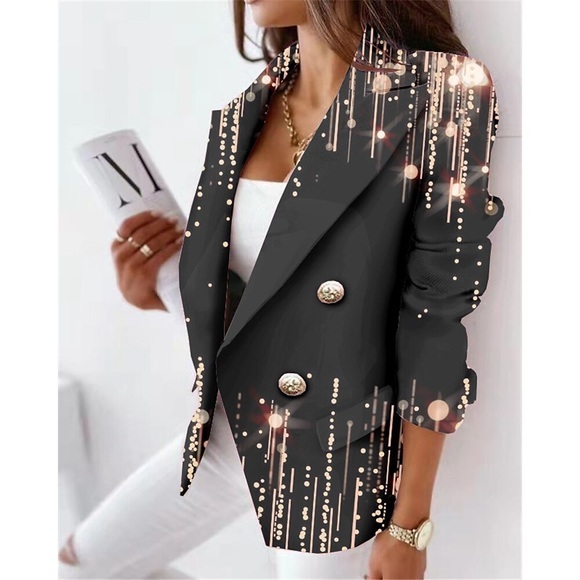 Damen Blazer Atmungsaktiv B¨¹ro Arbeit Mit Taschen Doppelreihiger Verschluss Umlegekragen Formell Farbverläufe Regular Fit Oberbekleidung Langarm Winter Herbst Grau S M L XL XXL 3XL Lightinthebox