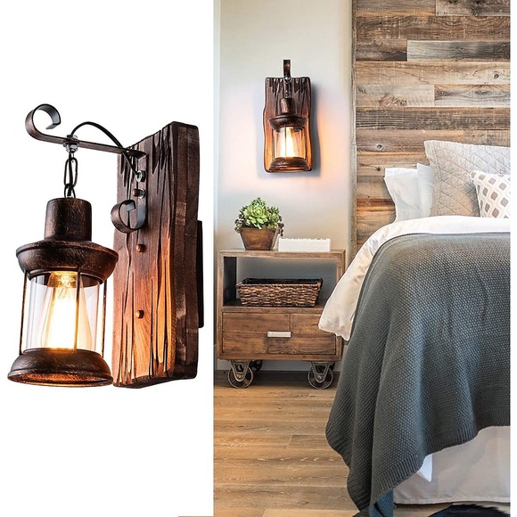 33cm kreative Vintage-Stil Wandleuchten Holz / Bambus Laterne Design Wandleuchten Eisen Indoor Outdoor Schlafzimmer Flur Wandleuchte 110-120/220-240V Lightinthebox