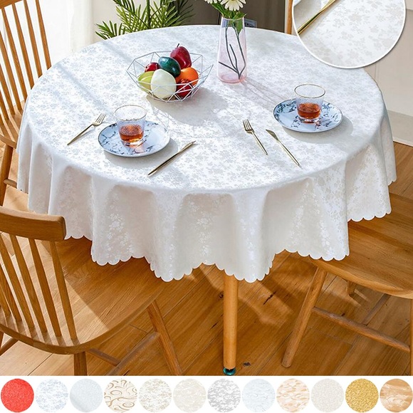 Runde Tischdecke, weiß, wasserdicht, Tischdecke, Dekoration, Terrasse, Hochzeit, Restaurant, Buffet, Partys und Camping Lightinthebox