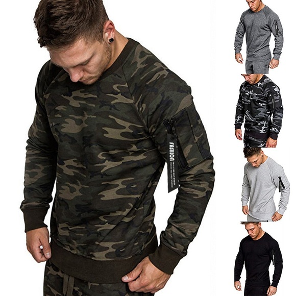 Herren Camouflage-Hoodie Außen Atmungsaktiv Schweißableitend Frühling Winter Herbst camuflaje Zur Seite fahren Baumwolle Langarm Jagd Camping Traning Dunkelgrau Schwarz Tarnung / Schlacht Lightinthebox
