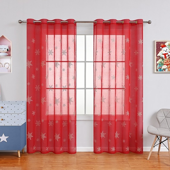 weihnachtliche durchsichtige vorhänge für wohnzimmer schneeflocke bestickte weihnachten küche durchsichtige vorhänge weihnachtsschmuck rot weiße durchsichtige vorhänge für schlafzimmer fenster Lightinthebox