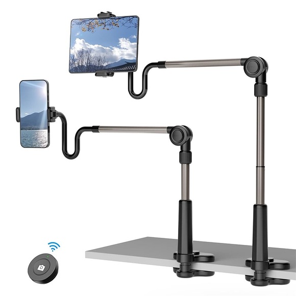 Telefon Tablet-Halterung für Bett-Schwanenhals-Ständer, Schreibtischhalterung, lange Arm-Überkopf-Clipklemme, flexible Lazy-Halterung für Kopfteil, Bettseite, Video-Aufnahme-Fernbedienung für Lightinthebox