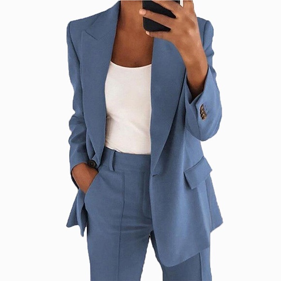 Damen Blazer Freizeitjacke warm halten Atmungsaktiv Outdoor B¨¹ro Arbeit Tragen Sie, um zu arbeiten Tasche Einreihiger Verschluss Umlegekragen Moderne OL-Stil Modern Feste Farbe Regular Fit Lightinthebox