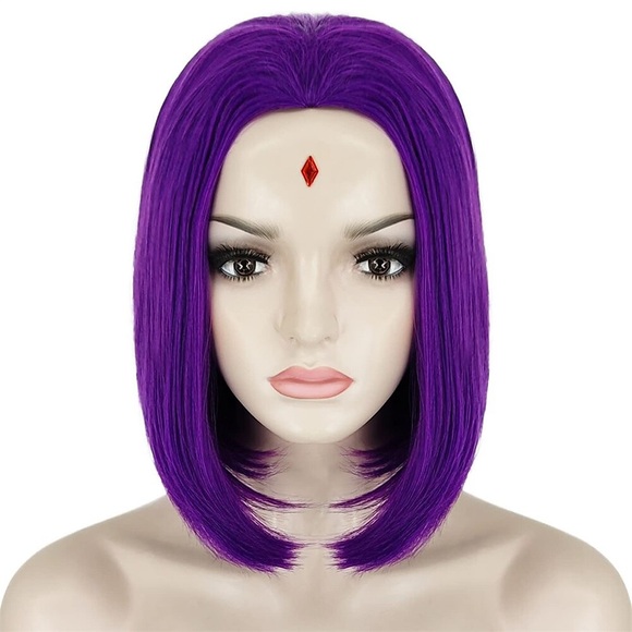 kurze lila perücke raven teen titans perücke für damen dunkellila bob perücke widow peak perücke für cosplay party nt030pr Lightinthebox