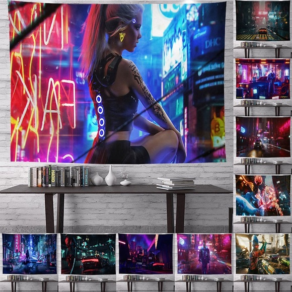 Inspiriert von Cyberpunk, Wandteppich, Kunstdekor, Decke, Vorhang, zum Aufhängen, Zuhause, Schlafzimmer, Wohnzimmer, Dekoration, Polyester Lightinthebox