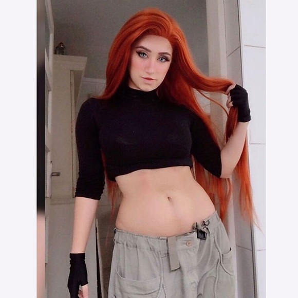 kim possible lange gerade yaki rötlich orange kunsthaar perücke halloween cosplay party perücken Lightinthebox