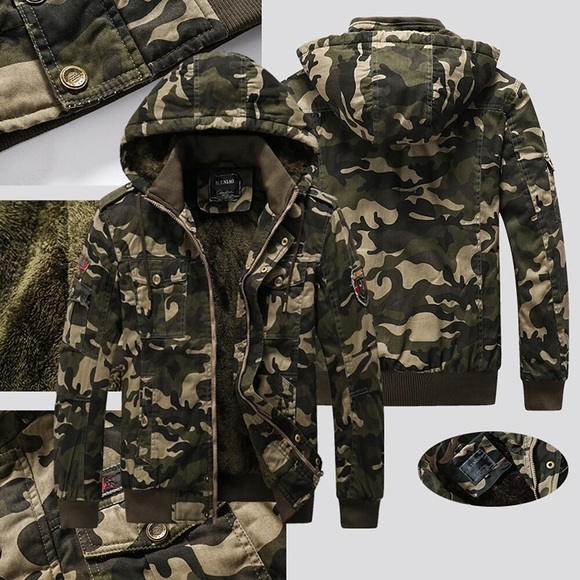 Herren Hoodie-Jacke Tarnmuster-Jagdjacke Mit Taschen Mit Kapuze Außen warm halten Atmungsaktiv tragbar Weich Winter camuflaje Shirt Baumwolle Jagd Camping Militär Armeegrün Khaki / Schlacht Lightinthebox