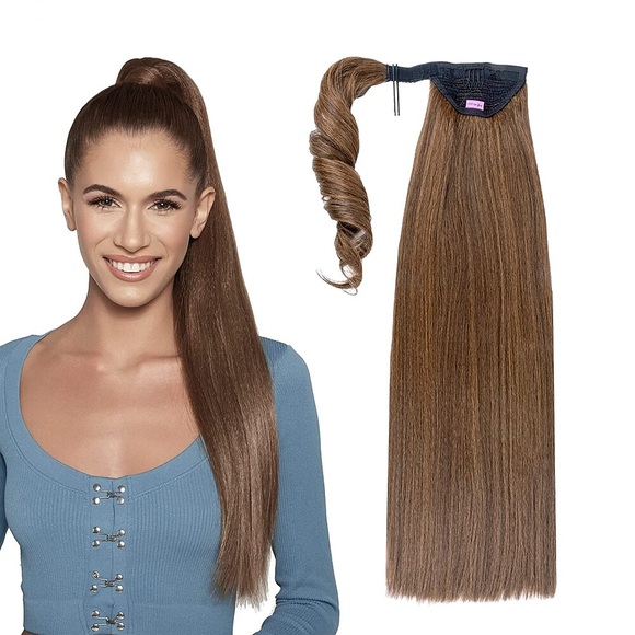 1 Stück Damen Mädchen Haargummis Perücken Haar Miya Pferdeschwanz Verlängerung 26 Zoll langer Clip in Wickeloptik gerader Pferdeschwanz Haarteil für Frauen synthetischer Clip auf Kunststück schwarz Lightinthebox