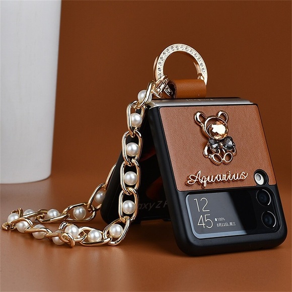 Handy Hülle Handyhüllen Für Samsung Galaxy Rückseite Z Flip 4 Z Flip 3 Bling Inhaber anrufen mit Handyband Karikatur PC Lightinthebox