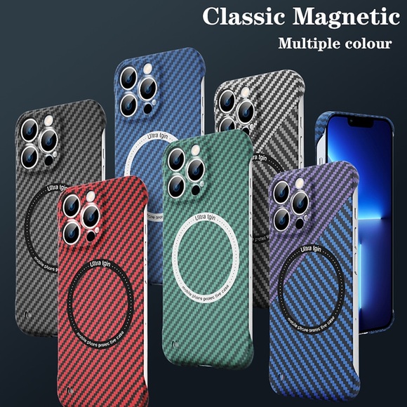 Apple iPhone Hülle Kohlefaserdruck leicht kompatibel mit Magsafe Handyhülle für iPhone 14 13 12 11 Pro Max stoßfeste Hartschale Lightinthebox