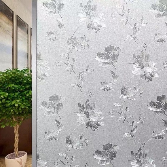 100 45cm PVC gefrostet statisch haftende schöne Blumen Glasfolie Fenster Sichtschutz Aufkleber Home Badezimmer Decortion / Fensterfolie / Fensteraufkleber / Türaufkleber Wandaufkleber für Lightinthebox