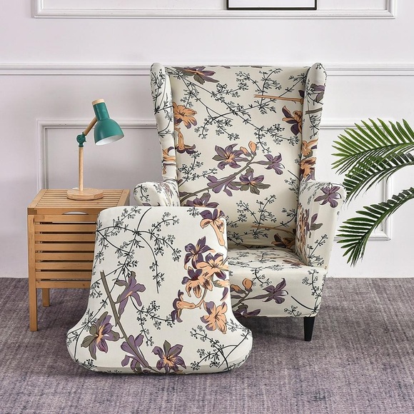 1 Set mit 2 Stück Stretch-Ohrensessel-Abdeckungen für Ohrensessel-Schonbezüge aus Spandex-Stoff mit floralen Ohrensessel-Bezügen mit Sitzpolster-Kissenbezug für Ikea Strandmon-Stuhl Lightinthebox