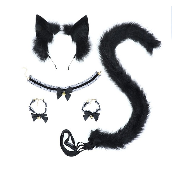 pelziger fuchs katze wolf stirnband schwanz flexible kunstfell ohren halloween weihnachtsfeier cosplay kostüme fursuit zubehör set maskerade party geschenk Lightinthebox
