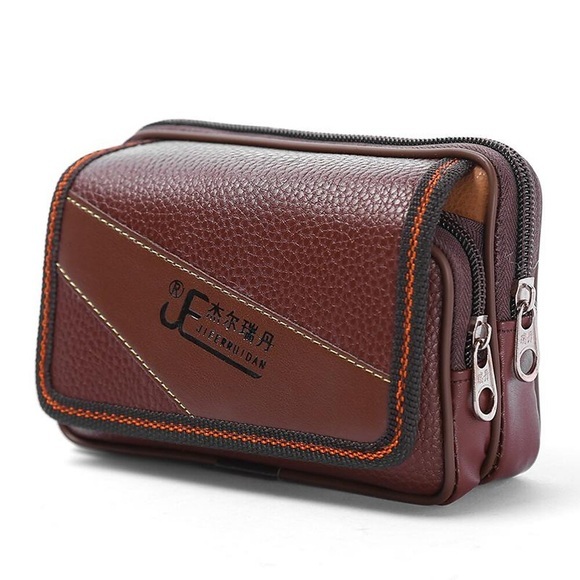Herren Ledertasche Gürteltasche Hüfttasche Geldbörse Handy-Beutel Rindsleder Feste Farbe Täglich Ausgehen Büro Karriere Lightinthebox
