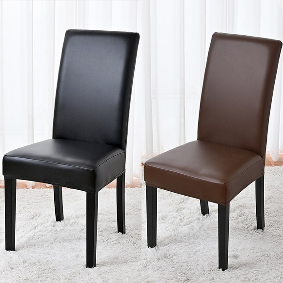 2 Stück PU-Leder Esszimmerstuhlbezug, elastischer wasserdichter Stuhlbezug, Stuhlschutzbezug Sitzbezug mit elastischem Band für Esszimmer, Hochzeit, Zeremonie, Bankett, Wohnkultur Lightinthebox