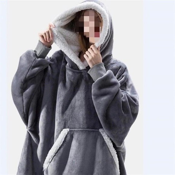 tragbarer Decken-Hoodie, übergroßes Sherpa-Kapuzen-Sweatshirt, riesige, warme, flauschige Fleece-Liegedecke mit Kapuzenärmeltasche, weicher Komfort, packbar für Frauen, Männer, Erwachsene Lightinthebox