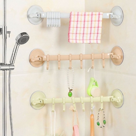 Badamp; Küchenaufbewahrungshaken Wandvakuumregal Saugnapf 6 Haken Handtuch Badezimmer Küchenhalter Saugnapf Aufhänger Schrank Schrank Aufhänger Rahmenhalter Rack Lightinthebox