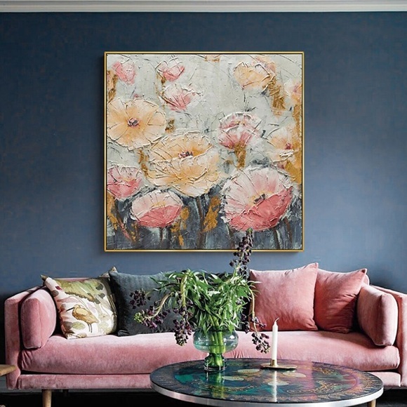 Handgefertigtes Ölgemälde auf Leinwand, Wandkunst, Dekoration, moderne Blumen für Wohnkultur, gerollt, rahmenlos, ungedehnt Lightinthebox
