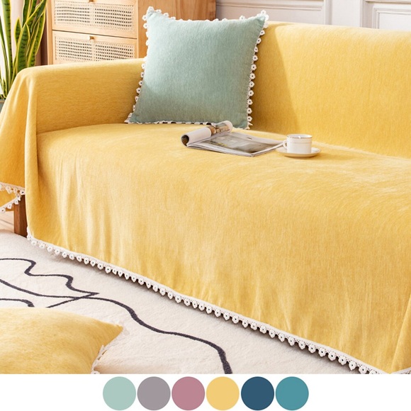 Überwurfdecke, weiche, kuschelige Chenille-Überwurfdecke mit Fransen, Quaste für Couch, Sofa, Stuhl, Bett, Wohnzimmer, Geschenk Lightinthebox