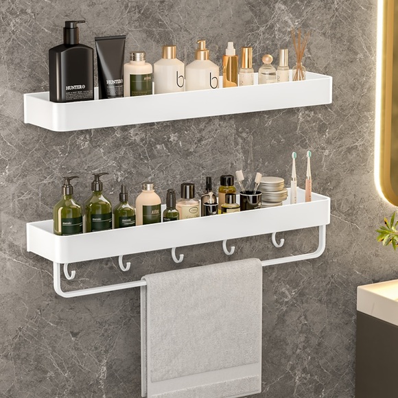 badezimmerregale wandmontiertes weißes aufbewahrungsregal badezimmerküche badezimmerzubehör anhänger badezimmerregal platz aluminium duschregal eckregal quadratisches bad dusche regal Lightinthebox