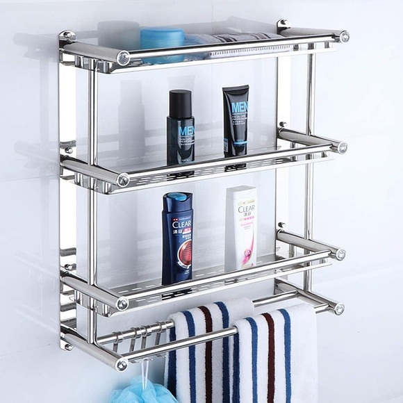 wandmontierter handtuchhalter badezimmer regal 3-stöckiges dusche regal regal edelstahl regal badezimmer regal Lightinthebox