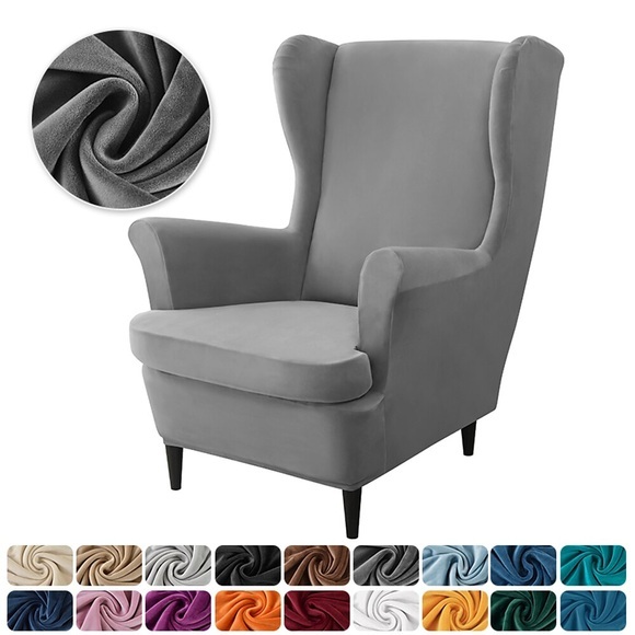 1 Set mit 2 Stück Stretch-Ohrensesselbezügen, Ohrensesselbezügen, Spandex-Samt-Ohrensesselbezügen mit Sitzpolster, Kissenbezug für Ikea Strandmon Chair Lightinthebox
