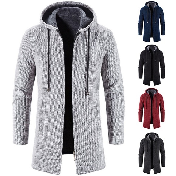 Herren Pullover Strickjacke Pullover Hoodie Zip Pullover Reißverschluss Pullover Jacke Gerippt Stricken Tunika Strick Feste Farbe Mit Kapuze Basic Stilvoll Outdoor Täglich Bekleidung Winter Herbst Lightinthebox