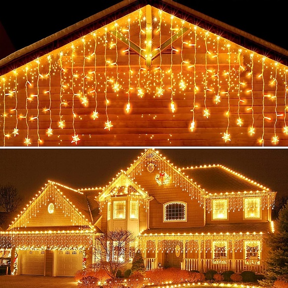 weihnachten eiszapfen lichter außendekorationen 5m 216led 36 hängende eiszapfen lichterketten 8 beleuchtungsmodi weihnachten hochzeit party urlaub fenster hause wand terrasse garten innenhof dekor Lightinthebox