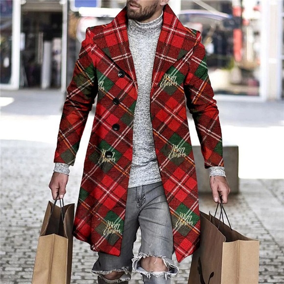 Herren Mantel Mit Taschen Arbeit Strasse Tragen Sie, um zu arbeiten Einreihiger Verschluss Umlegekragen Geschäftlich Büro Arbeitskleidung Jacke Oberbekleidung Plaid Vordertasche Button-Down Bedruckt Lightinthebox