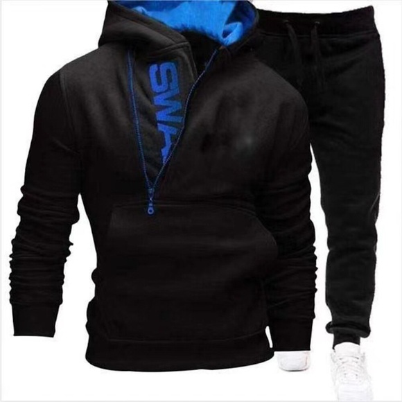Herren Trainingsanzug Jogginganzug Hoodies Set Jogginganzüge Schwarz Blau Königsblau Rote Grau Mit Kapuze Feste Farbe Farbblock Zip Tasche Täglich Ausgehen Wochenende Aktiv Strassenmode Casual Winter Lightinthebox