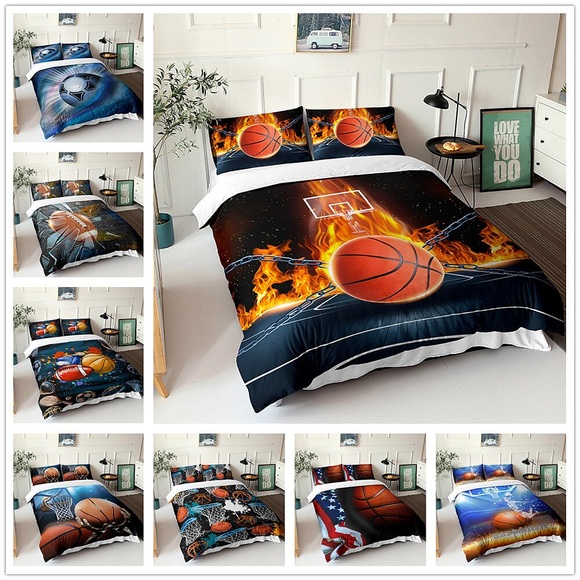 Sport Basketball Baseball 3-teiliges Bettbezug-Set Bettwäsche-Set bequemer Bettbezug aus weicher, leichter Mikrofaser inklusive 1 Bettbezug 2 Kissenbezüge für Doppelbetten/König/König 1 Kissenbezug Lightinthebox
