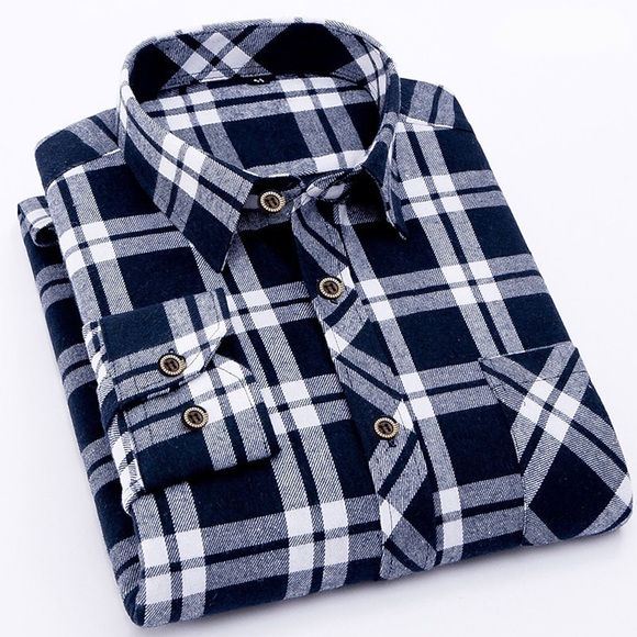 Herren Oberhemd Knopfhemd Flanelljacke Flanell Hemden Kragenhemd Schottenstoff Umlegekragen Schwarz Blau Khaki Rote Marineblau Outdoor Strasse Langarm Button-Down Bekleidung Baumwolle Modisch Lightinthebox